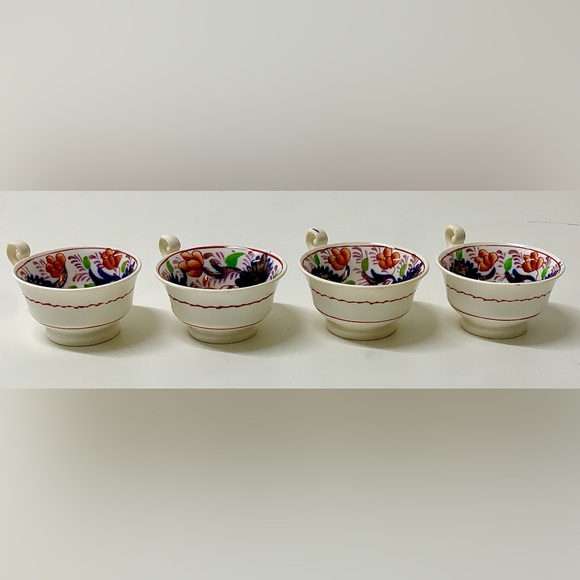 19th Century Antique Gaudy Welsh Grape Pattern (lot of 4) Miniature Cups - Picture 14 of 16
